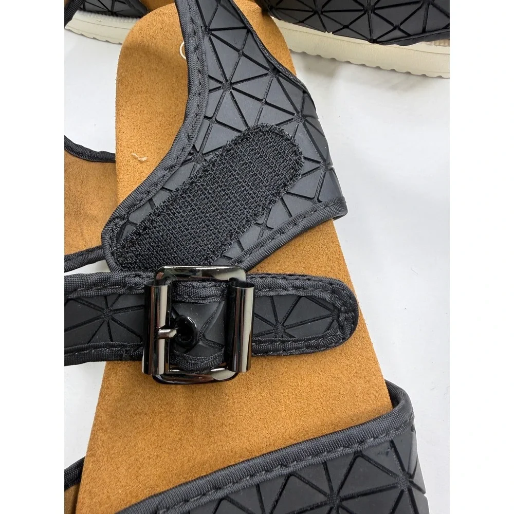 Bernie Mev New York Black Geometric Triangle‎ Platform Slingback Sandals Size 40